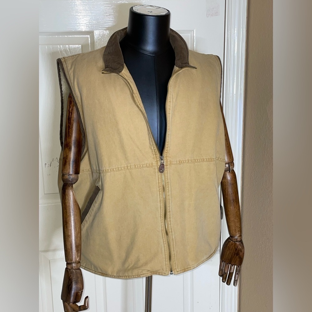 Vintage Wrangler Hero Men's Tan/Brown Sherpa Lined Vest SZ X-Large RN 15101​​​​​